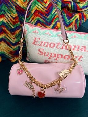 Juicy Couture Pink Shoulder Bag with Gold Charm Chain